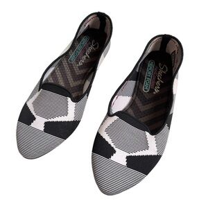 SKECHERS Women’s Size 6 Cleo Wham Ballet Flats Memory Foam black white shoes